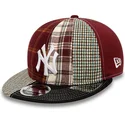 kasketter-flad-rod-justerbar-rem-9fifty-patch-panel-fra-new-york-yankees-mlb-af-new-era
