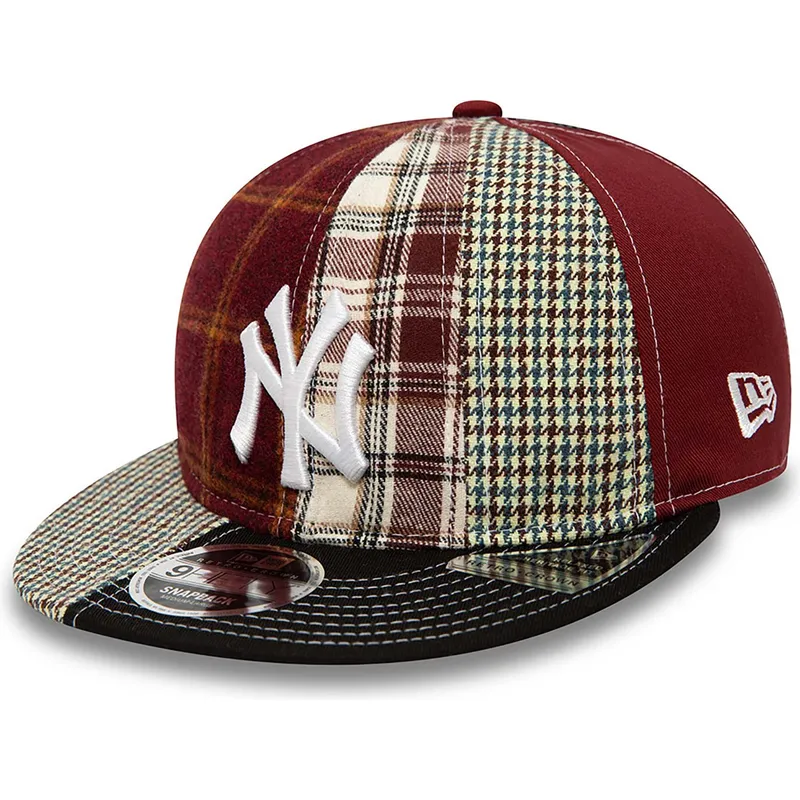 kasketter-flad-rod-justerbar-rem-9fifty-patch-panel-fra-new-york-yankees-mlb-af-new-era