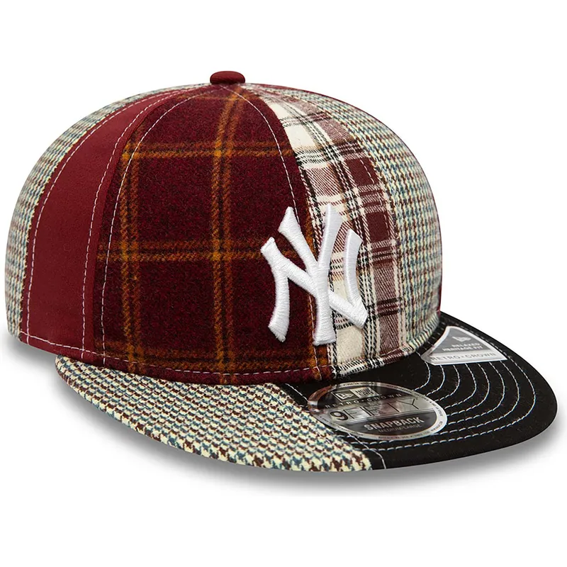 kasketter-flad-rod-justerbar-rem-9fifty-patch-panel-fra-new-york-yankees-mlb-af-new-era