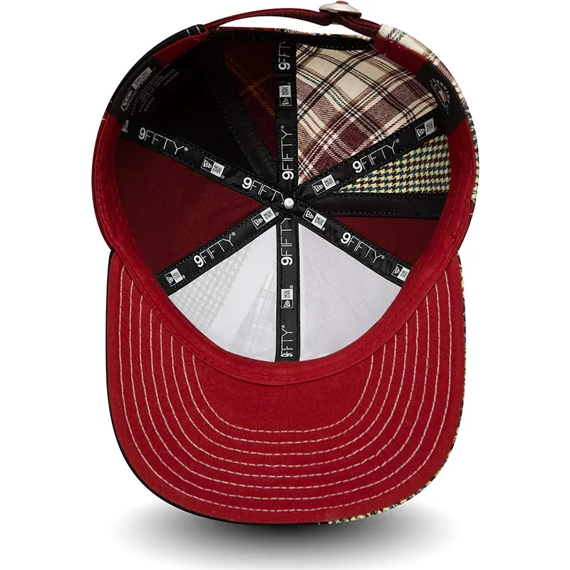 kasketter-flad-rod-justerbar-rem-9fifty-patch-panel-fra-new-york-yankees-mlb-af-new-era