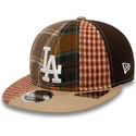 kasketter-flad-brun-justerbar-rem-9fifty-patch-panel-fra-los-angeles-dodgers-mlb-af-new-era