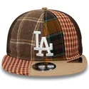 kasketter-flad-brun-justerbar-rem-9fifty-patch-panel-fra-los-angeles-dodgers-mlb-af-new-era