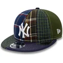 kasketter-flad-marinebla-justerbar-rem-9fifty-patch-panel-fra-new-york-yankees-mlb-af-new-era