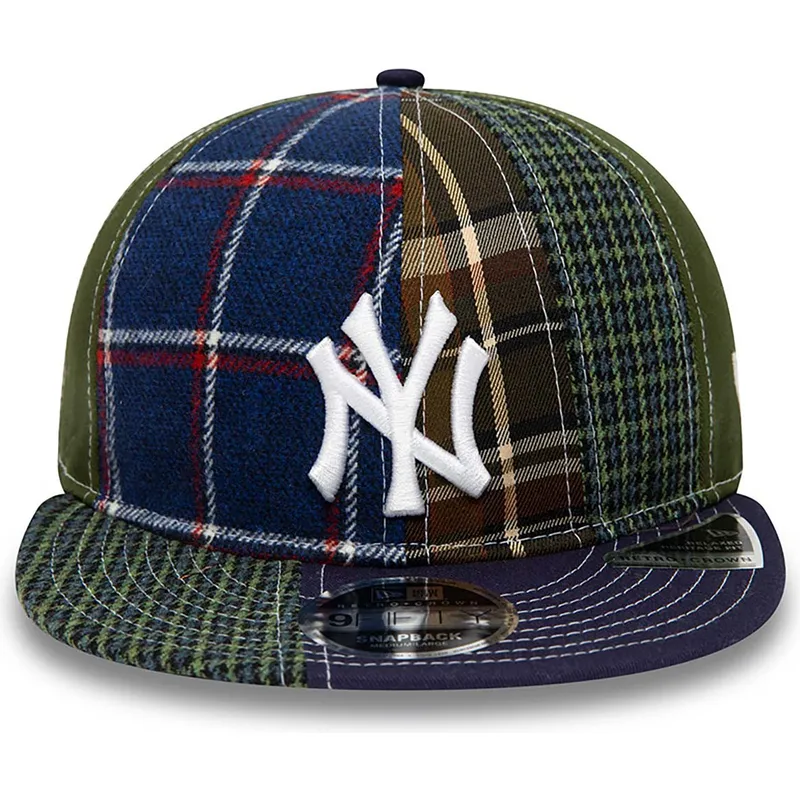 kasketter-flad-marinebla-justerbar-rem-9fifty-patch-panel-fra-new-york-yankees-mlb-af-new-era