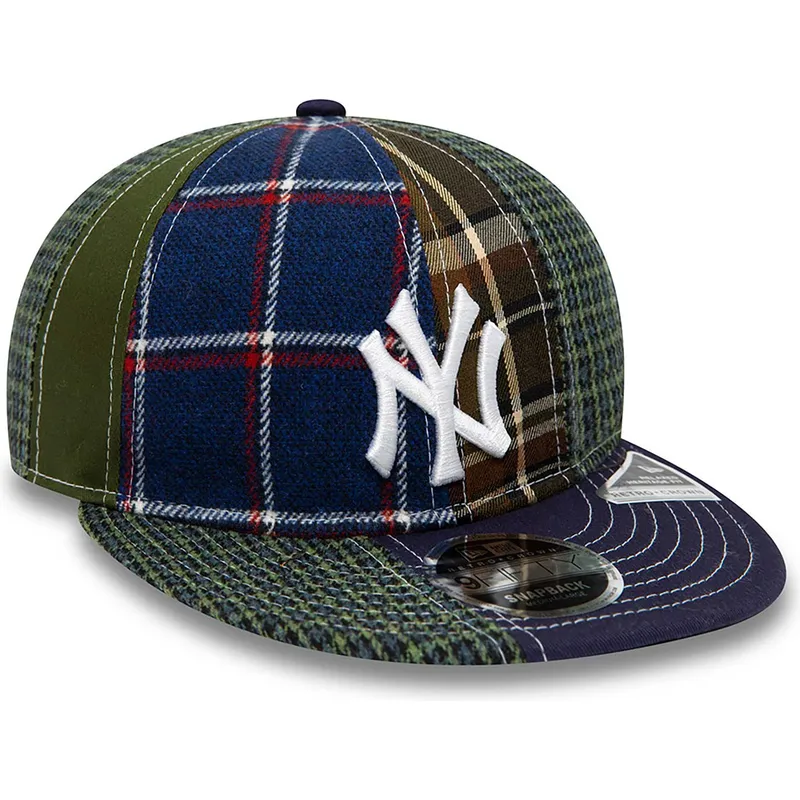 kasketter-flad-marinebla-justerbar-rem-9fifty-patch-panel-fra-new-york-yankees-mlb-af-new-era