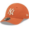 new-era-curved-brim-toddler-9forty-league-essential-new-york-yankees-mlb-orange-adjustable-cap-with-beige-logo