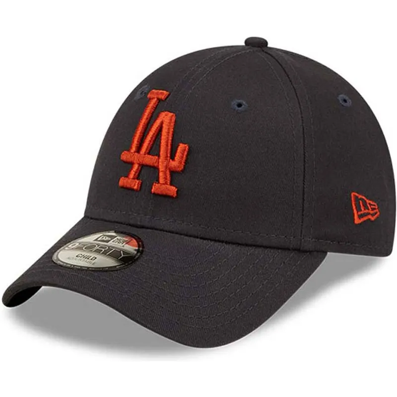 kasketter-buet-marinebla-justerbar-rem-til-barn-marron-9forty-league-essential-fra-los-angeles-dodgers-mlb-af-new-era