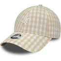 kasketter-buet-beige-justerbar-rem-9forty-gingham-fra-new-york-yankees-mlb-af-new-era