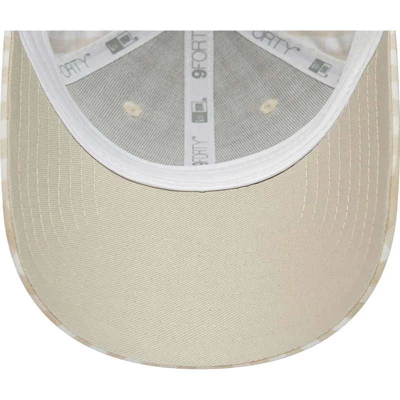 kasketter-buet-beige-justerbar-rem-9forty-gingham-fra-new-york-yankees-mlb-af-new-era