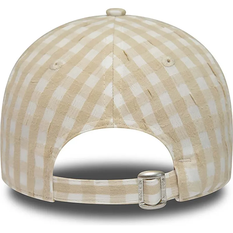 kasketter-buet-beige-justerbar-rem-9forty-gingham-fra-new-york-yankees-mlb-af-new-era