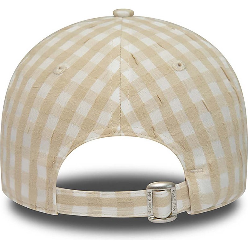new-era-curved-brim-women-9forty-gingham-new-york-yankees-mlb-beige-adjustable-cap