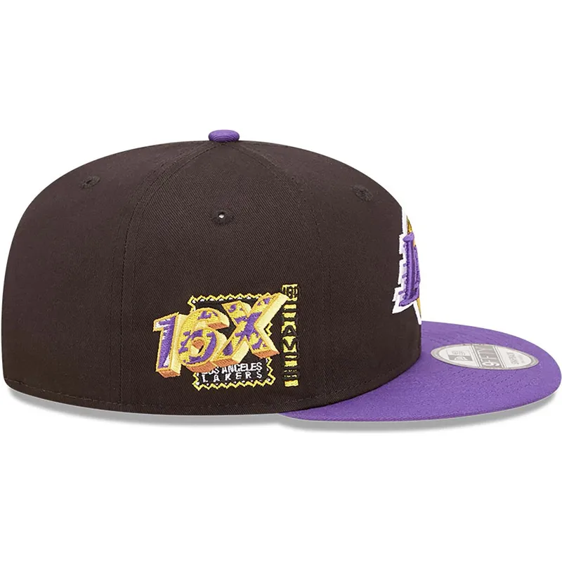 kasketter-flad-sort-snapback-9fifty-team-patch-fra-los-angeles-lakers-nba-af-new-era