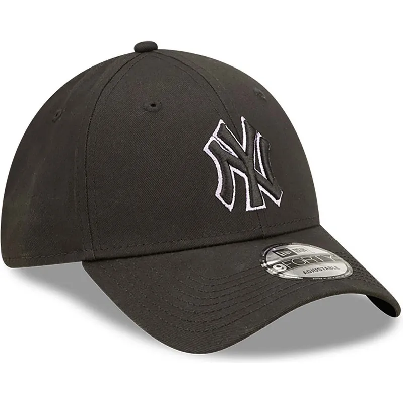 kasketter-buet-sort-justerbar-rem-9forty-team-outline-fra-new-york-yankees-mlb-af-new-era