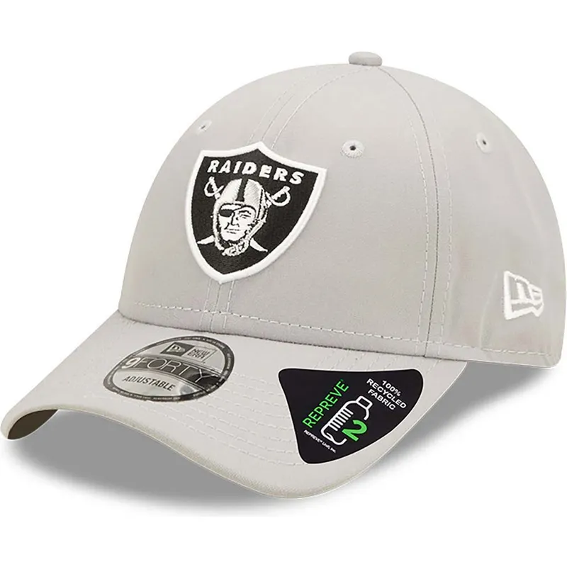 kasketter-buet-gra-justerbar-rem-9forty-repreve-fra-las-vegas-raiders-nfl-af-new-era