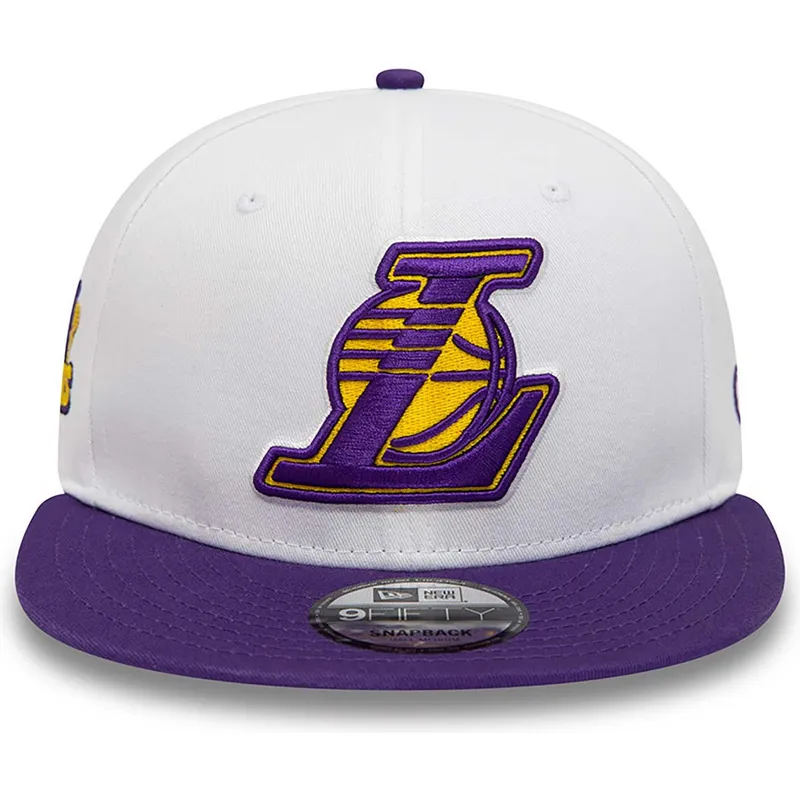 kasketter-flad-hvid-snapback-9fifty-crown-patches-champions-fra-los-angeles-lakers-nba-af-new-era