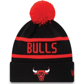 New Era Cuff Jake Chicago Bulls NBA Black and Red Beanie with Pompom