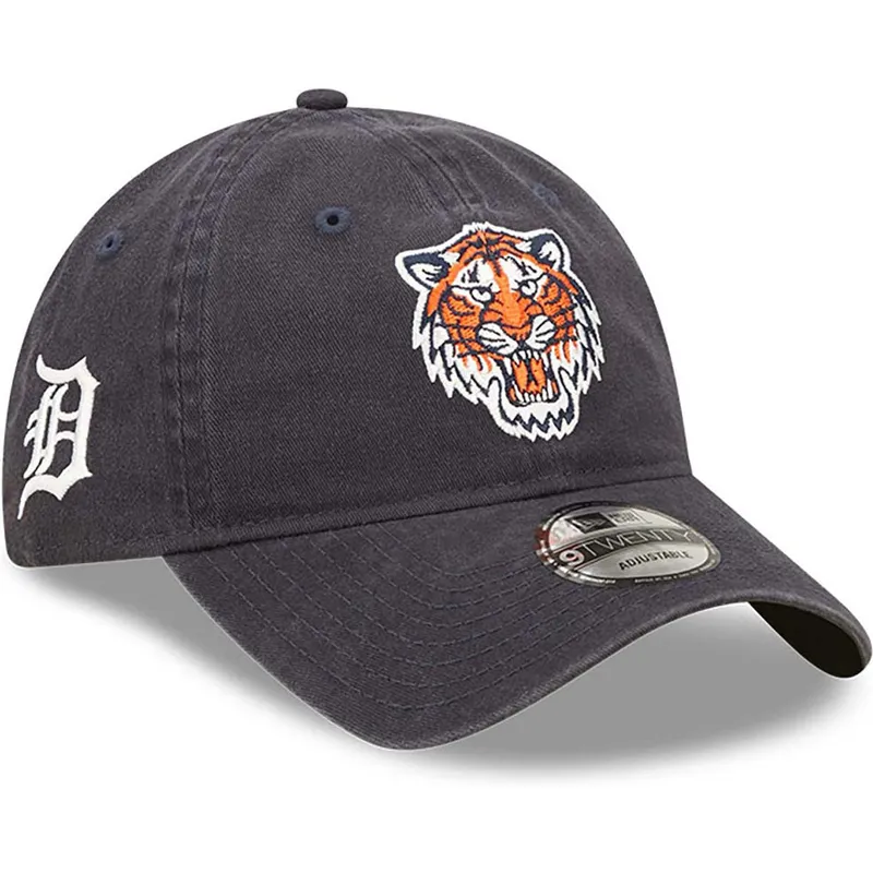 kasketter-buet-marinebla-justerbar-rem-9twenty-team-patch-fra-detroit-tigers-mlb-af-new-era
