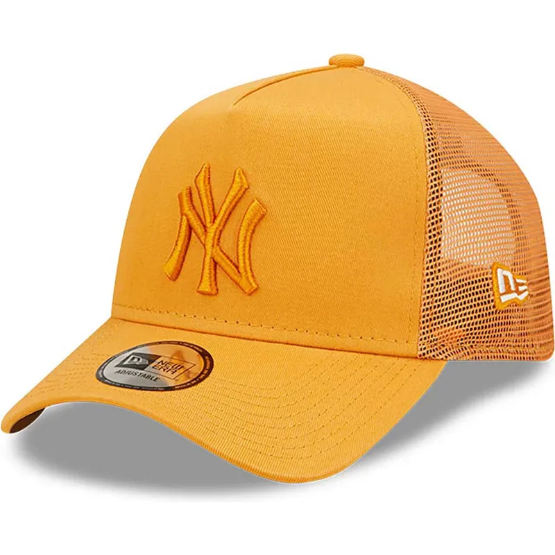 kasketter-buet-orange-snapback-a-frame-tonal-mesh-fra-new-york-yankees-mlb-af-new-era
