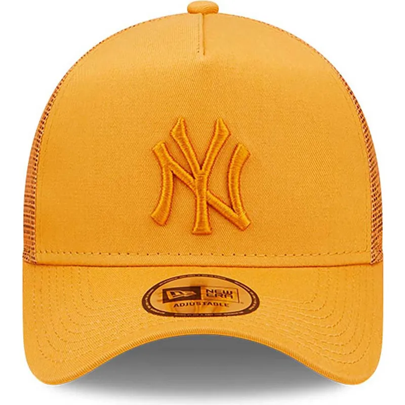 kasketter-buet-orange-snapback-a-frame-tonal-mesh-fra-new-york-yankees-mlb-af-new-era