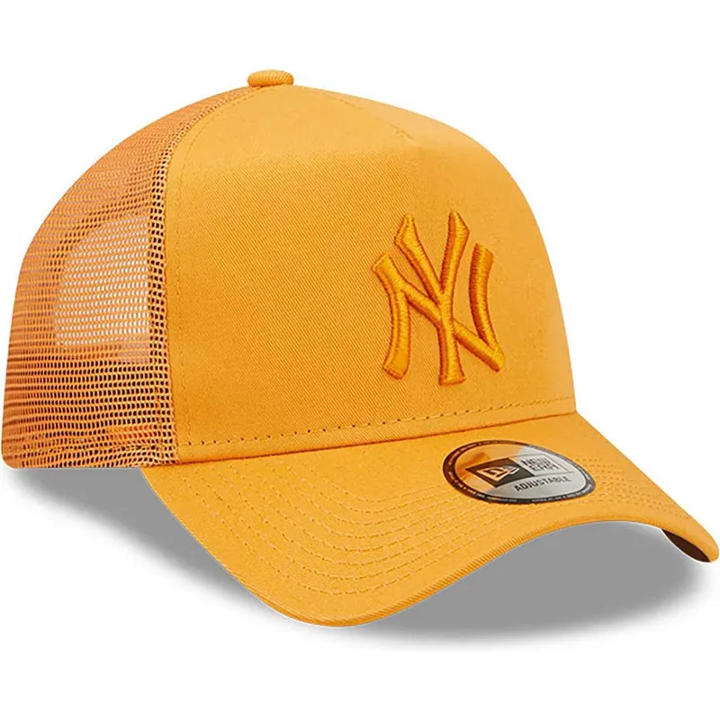 kasketter-buet-orange-snapback-a-frame-tonal-mesh-fra-new-york-yankees-mlb-af-new-era