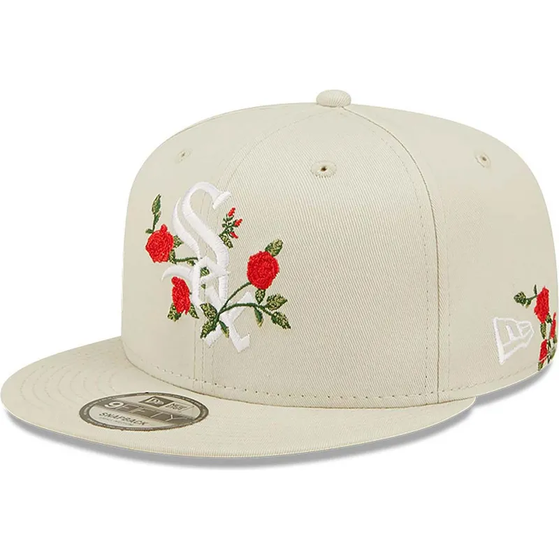 kasketter-flad-beige-snapback-9fifty-flower-fra-chicago-white-sox-mlb-af-new-era