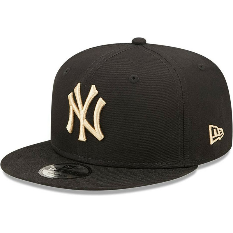 new-era-flat-brim-9fifty-league-essential-new-york-yankees-mlb-black-snapback-cap-with-beige-logo