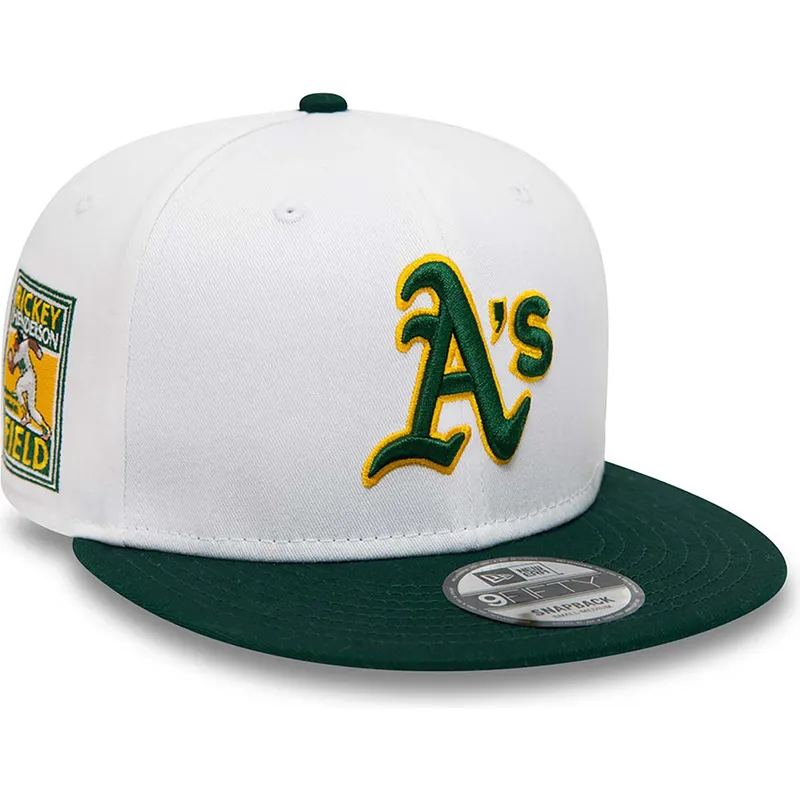 kasketter-flad-hvid-snapback-rickey-henderson-9fifty-crown-patches-fra-oakland-athletics-mlb-af-new-era