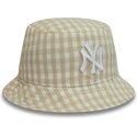 new-era-women-tapered-gingham-beige-bucket-hat