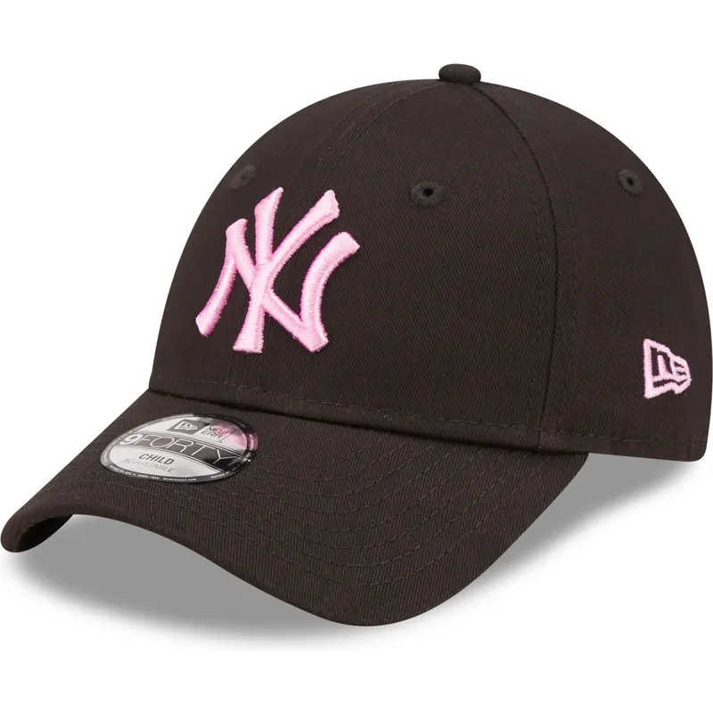 kasketter-buet-sort-justerbar-rem-til-barn-rosa-9forty-league-essential-fra-new-york-yankees-mlb-af-new-era