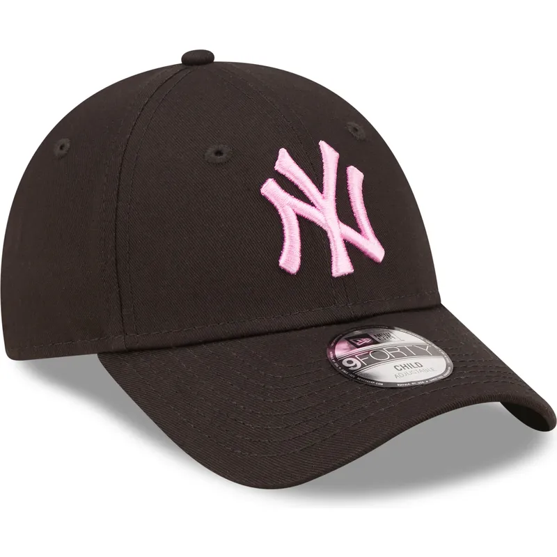 kasketter-buet-sort-justerbar-rem-til-barn-rosa-9forty-league-essential-fra-new-york-yankees-mlb-af-new-era