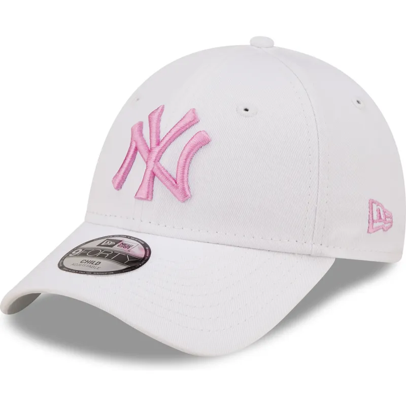 kasketter-buet-hvid-justerbar-rem-til-barn-rosa-9forty-league-essential-fra-new-york-yankees-mlb-af-new-era