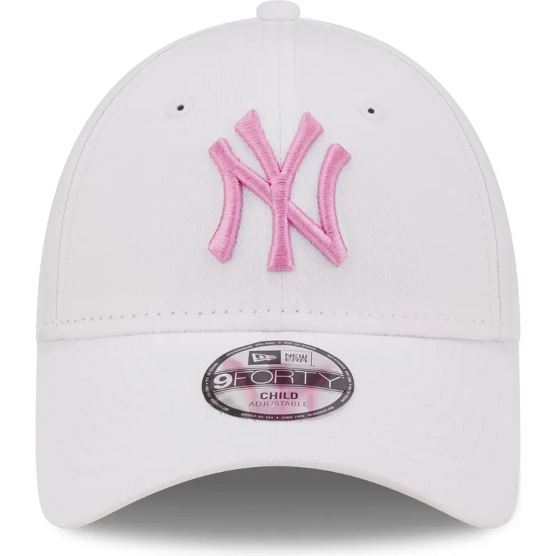 kasketter-buet-hvid-justerbar-rem-til-barn-rosa-9forty-league-essential-fra-new-york-yankees-mlb-af-new-era