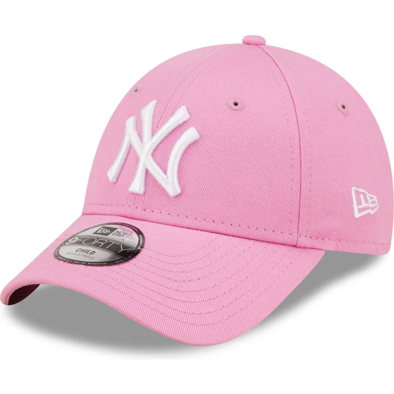 kasketter-buet-rosa-justerbar-rem-til-barn-9forty-league-essential-fra-new-york-yankees-mlb-af-new-era