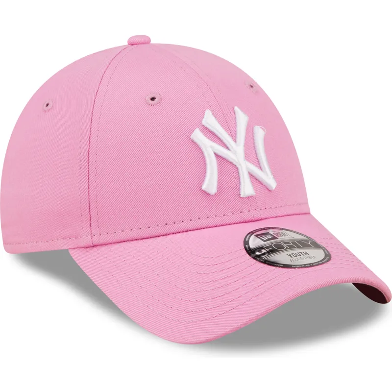 kasketter-buet-rosa-justerbar-rem-til-barn-9forty-league-essential-fra-new-york-yankees-mlb-af-new-era