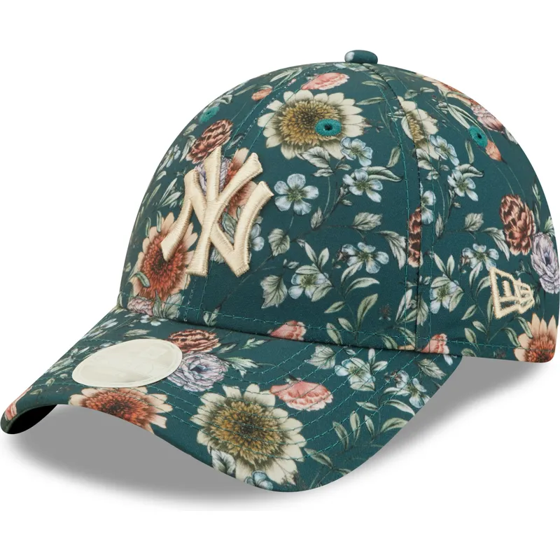 kasketter-buet-gron-justerbar-rem-9forty-all-over-print-floral-fra-new-york-yankees-mlb-af-new-era