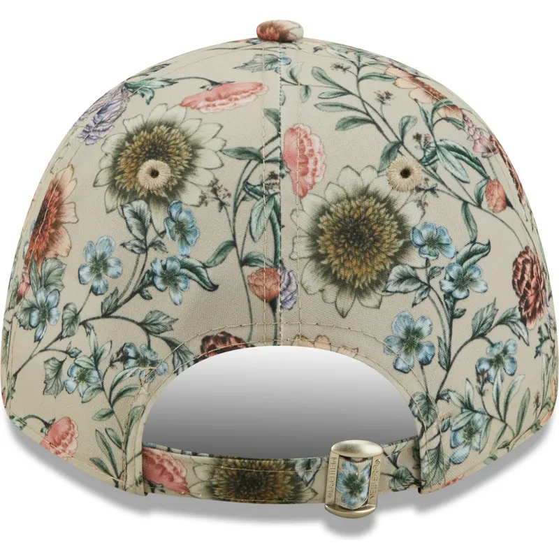 kasketter-buet-beige-justerbar-rem-9forty-all-over-print-floral-fra-new-york-yankees-mlb-af-new-era