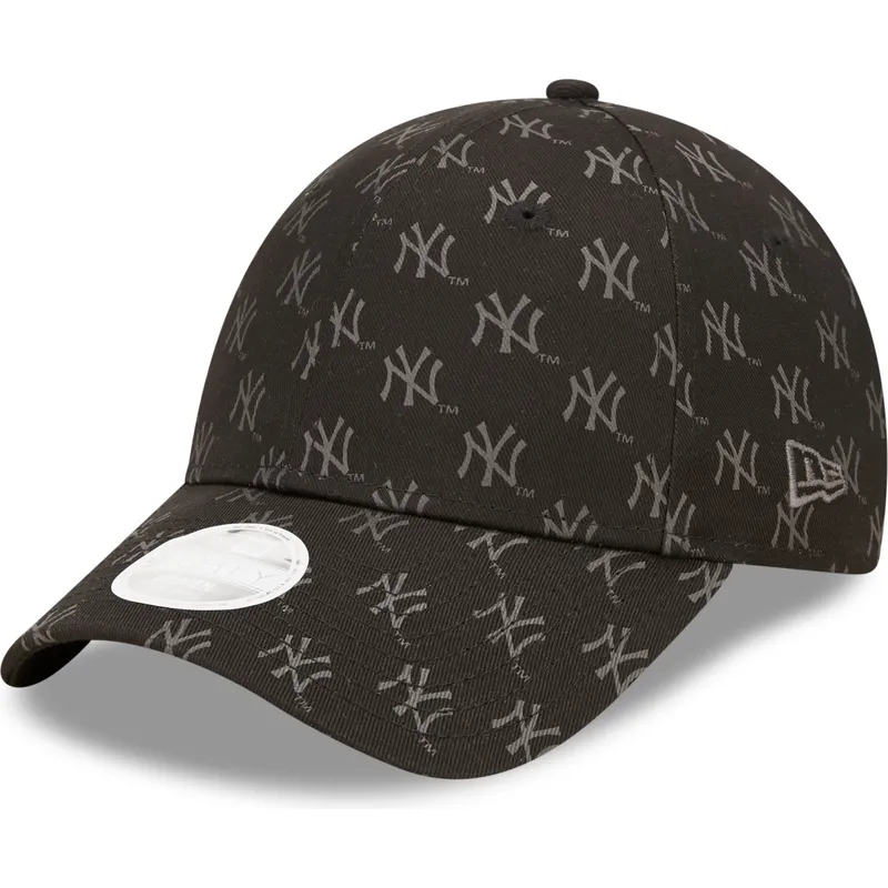 buet-sort-justerbar-kasket-til-kvinder-9forty-monogram-fra-new-york-yankees-mlb-fra-new-era