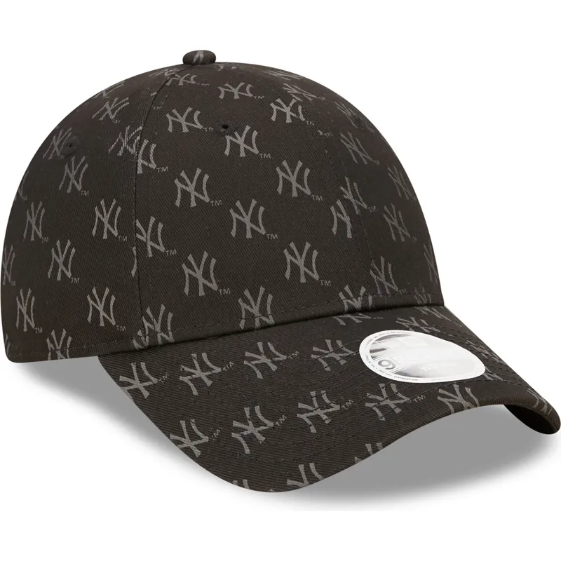 buet-sort-justerbar-kasket-til-kvinder-9forty-monogram-fra-new-york-yankees-mlb-fra-new-era