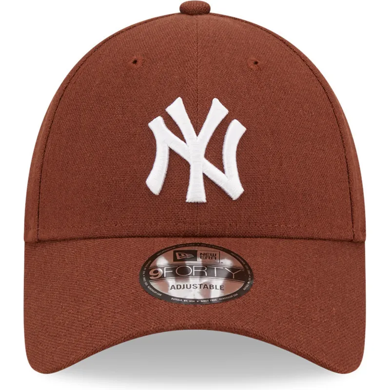 kasketter-buet-brun-justerbar-rem-9forty-linen-fra-new-york-yankees-mlb-af-new-era kasketter-buet-brun-justerbar-rem-9forty-linen-fra-new-york-yankees-mlb-af-new-era