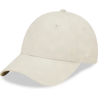 Buet beige justerbar kasket til kvinder 9FORTY Monogram fra New York Yankees MLB fra New Era