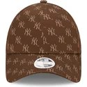 kasketter-buet-brun-justerbar-rem-9forty-monogram-fra-new-york-yankees-mlb-af-new-era