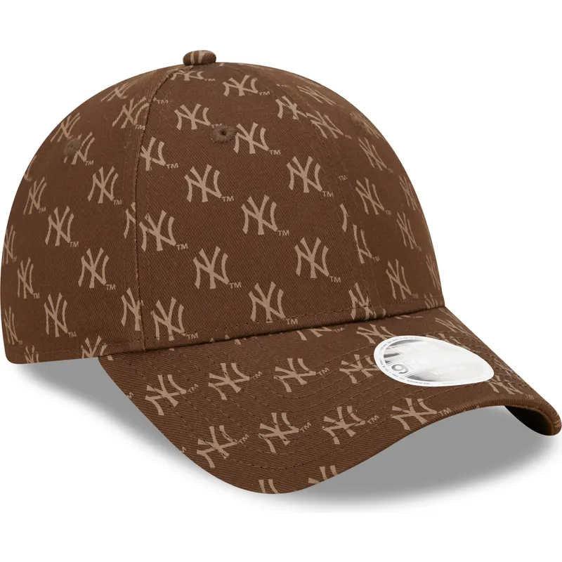 kasketter-buet-brun-justerbar-rem-9forty-monogram-fra-new-york-yankees-mlb-af-new-era