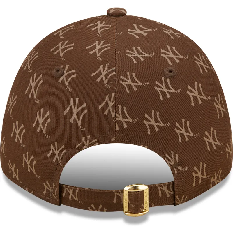 kasketter-buet-brun-justerbar-rem-9forty-monogram-fra-new-york-yankees-mlb-af-new-era