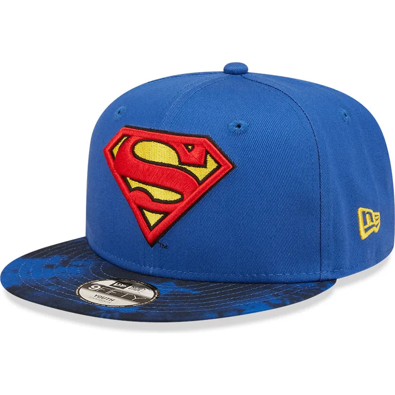kasketter-flad-bla-snapback-til-barn-9fifty-fra-superman-dc-comics-af-new-era