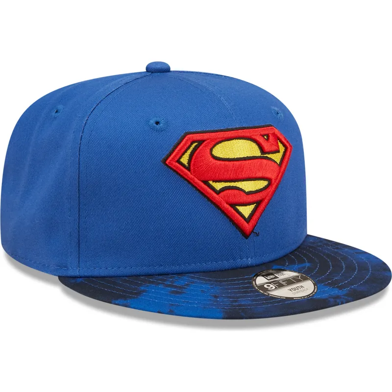 kasketter-flad-bla-snapback-til-barn-9fifty-fra-superman-dc-comics-af-new-era