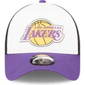hvid-sort-og-lilla-trucker-kasket-a-frame-team-colour-fra-los-angeles-lakers-nba-fra-new-era