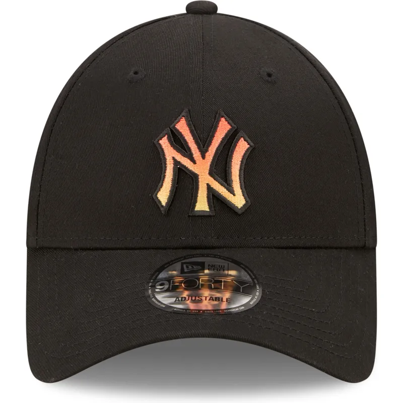 sort-justerbar-curved-kasket-med-orange-logo-9forty-gradient-infill-fra-new-york-yankees-mlb-fra-new-era