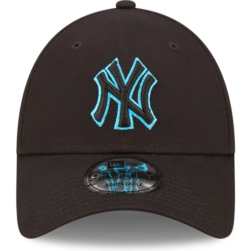 kasketter-buet-sort-justerbar-rem-9forty-neon-outline-fra-new-york-yankees-mlb-af-new-era