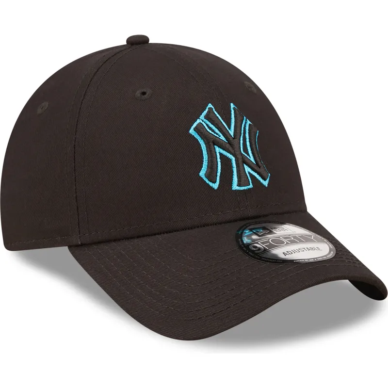 kasketter-buet-sort-justerbar-rem-9forty-neon-outline-fra-new-york-yankees-mlb-af-new-era