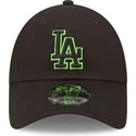 new-era-curved-brim-green-logo-9forty-neon-outline-los-angeles-dodgers-mlb-black-adjustable-cap